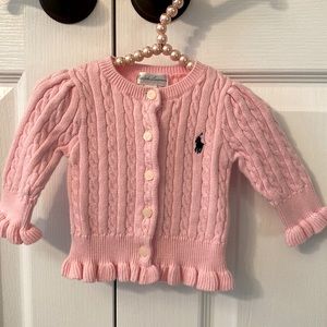Polo Ralph Lauren Girls 3 Months Cable-Knit Cardigan